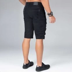 REPRESENTAÇÃO JEANS Men's Black Destroyed Denim Shorts - 33732
