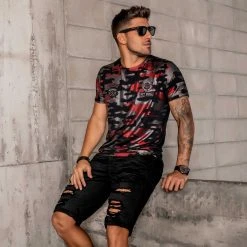 REPRESENTAÇÃO JEANS Men's Black Destroyed Denim Shorts - 33732