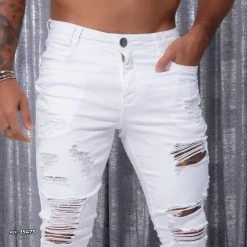 REPRESENTAÇÃO JEANS Men White Pants Slim Destroyed - 35473