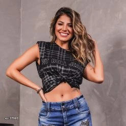 PL REPRESENTAÇÃO MALHA Women Sleeveless Cropped Top - 37583