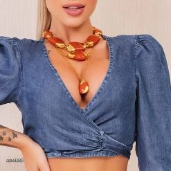 PL REPRESENTAÇÃO JEANS WOMEN CROPPED TOP - 39211