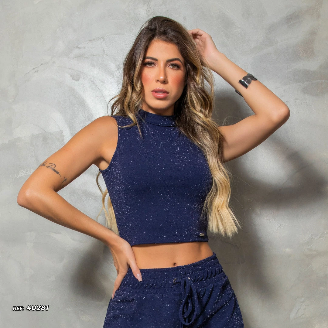 PIT BULL MALHA WOMEN SLEEVELESS CROPPED TOP - 40281 3 PIT BULL MALHA WOMEN SLEEVELESS CROPPED TOP - 40281