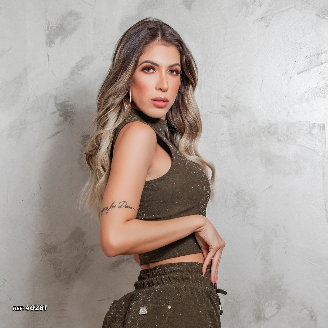 PIT BULL MALHA WOMEN SLEEVELESS CROPPED TOP - 40281 6 PIT BULL MALHA WOMEN SLEEVELESS CROPPED TOP - 40281