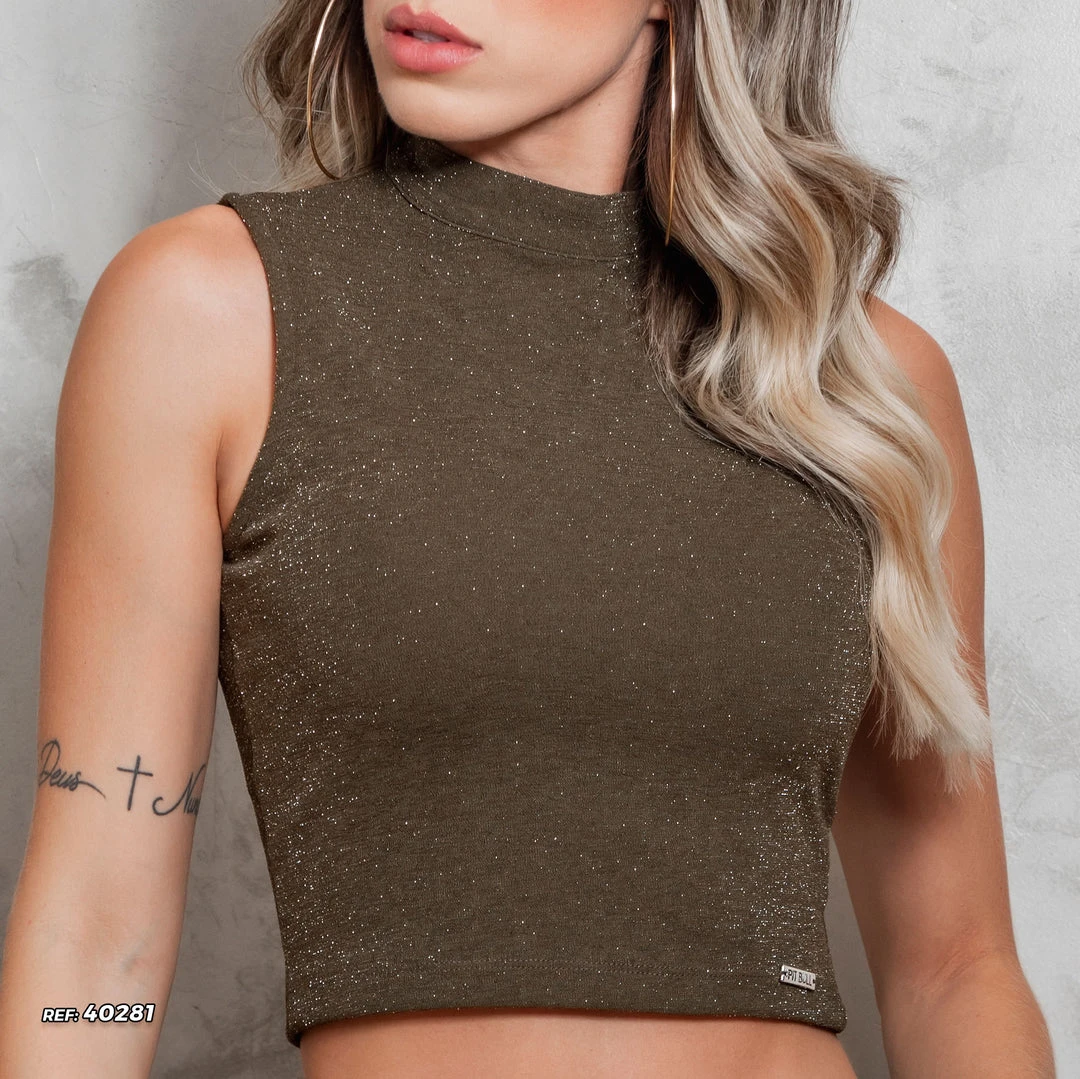 PIT BULL MALHA WOMEN SLEEVELESS CROPPED TOP - 40281 8 PIT BULL MALHA WOMEN SLEEVELESS CROPPED TOP - 40281