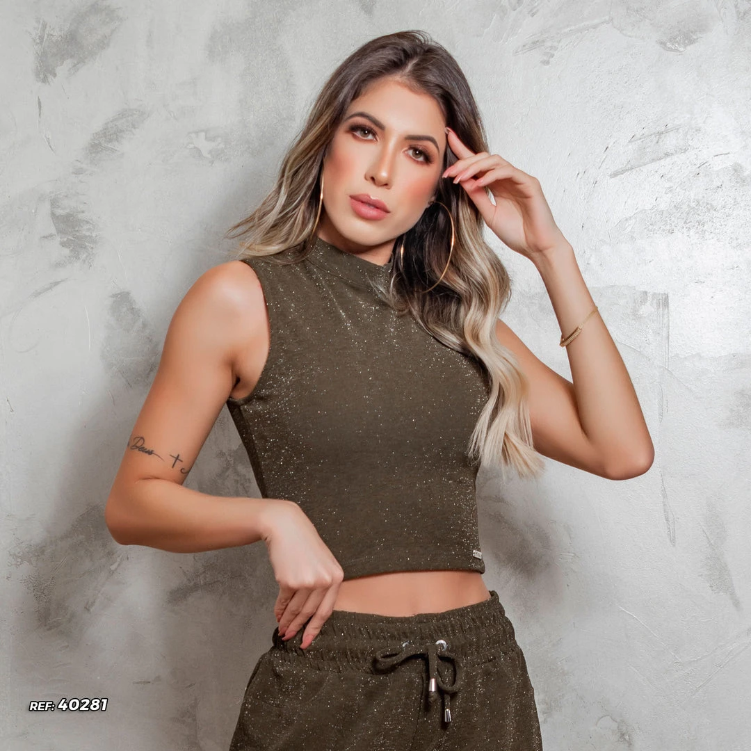 PIT BULL MALHA WOMEN SLEEVELESS CROPPED TOP - 40281 5 PIT BULL MALHA WOMEN SLEEVELESS CROPPED TOP - 40281