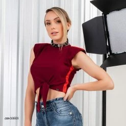 PL REPRESENTAÇÃO MALHA Women Sleeveless Cropped Top - 40352