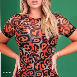 PL REPRESENTAÇÃO MALHA Turbo Collection Tulle Animal Print Colors Dress - 41245