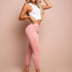 PL JEANS Identity 41276 - Fitted Shaper Pink Cropped Pants With Butt Lift Effect