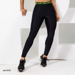 PL FITNESS Black Legging Pants Neon Details - 41482 Women