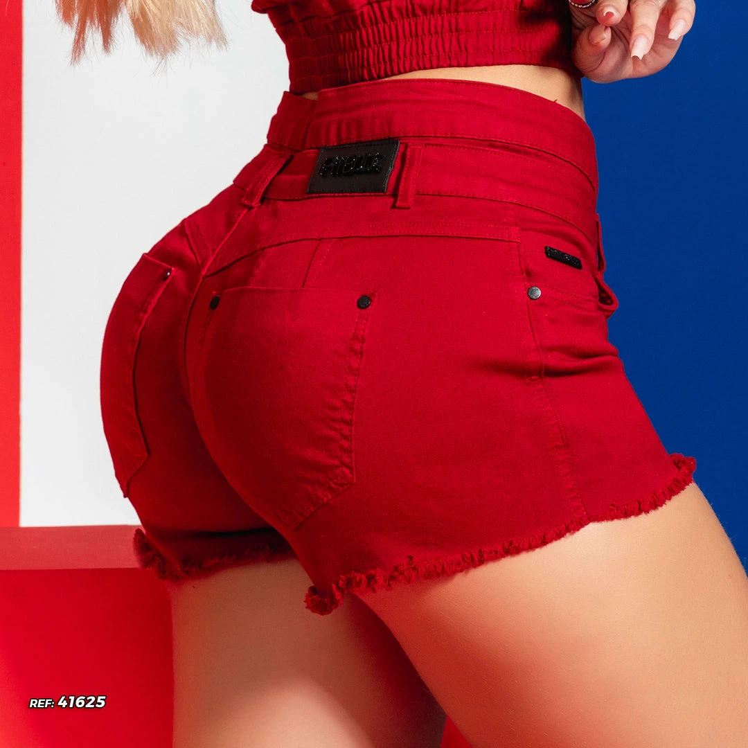 PIT BULL JEANS 41625 - Color Block Dark Red Shorts Women 4 PIT BULL JEANS 41625 - Color Block Dark Red Shorts Women