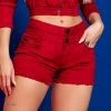 PIT BULL JEANS 41625 - Color Block Dark Red Shorts Women