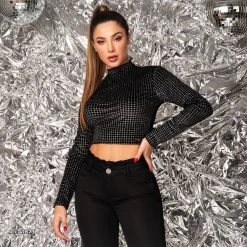 PL REPRESENTAÇÃO MALHA WOMEN LONG SLEEVE CROPPED TOP - 41673 Turbo Collection