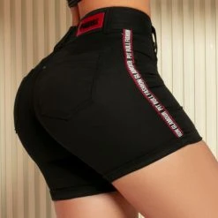 PIT BULL JEANS Identity 41748 - Black Long Denim Shorts With Butt Lift Effect