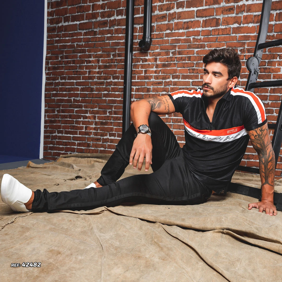 PL JEANS Men's Black Straight Pants - 42482 Turbo Collection 5 PL JEANS Men's Black Straight Pants - 42482 Turbo Collection