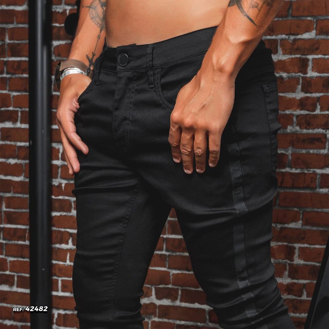 PL JEANS Men's Black Straight Pants - 42482 Turbo Collection 7 PL JEANS Men's Black Straight Pants - 42482 Turbo Collection