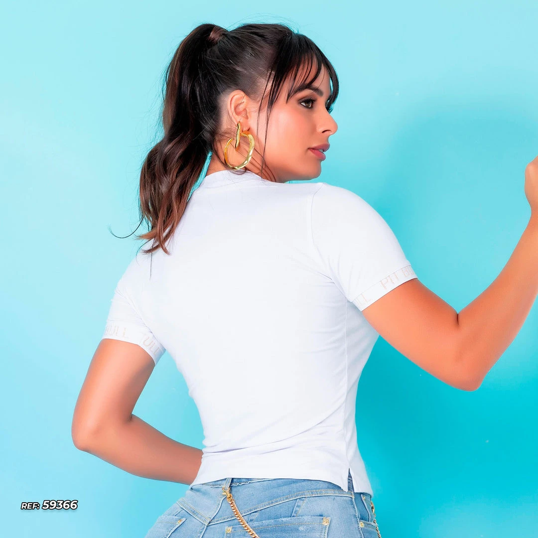 PL REPRESENTAÇÃO MALHA Women's Gold Logomania T-shirt - 59366 4 PL REPRESENTAÇÃO MALHA Women's Gold Logomania T-shirt - 59366