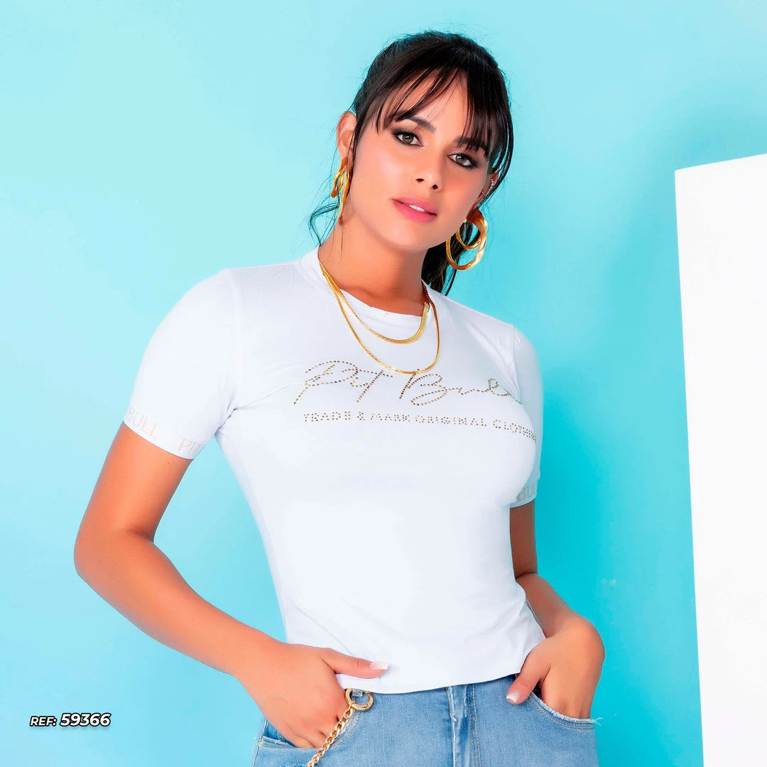 PL REPRESENTAÇÃO MALHA Women's Gold Logomania T-shirt - 59366 3 PL REPRESENTAÇÃO MALHA Women's Gold Logomania T-shirt - 59366