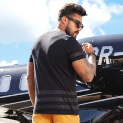 PL MALHA Black V-neck With Shine - 59414