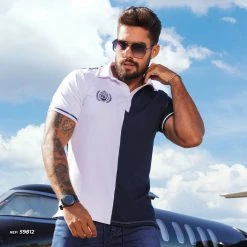 PL MALHA Two-color Men's Polo Shirt - 59812 Conecte-Se