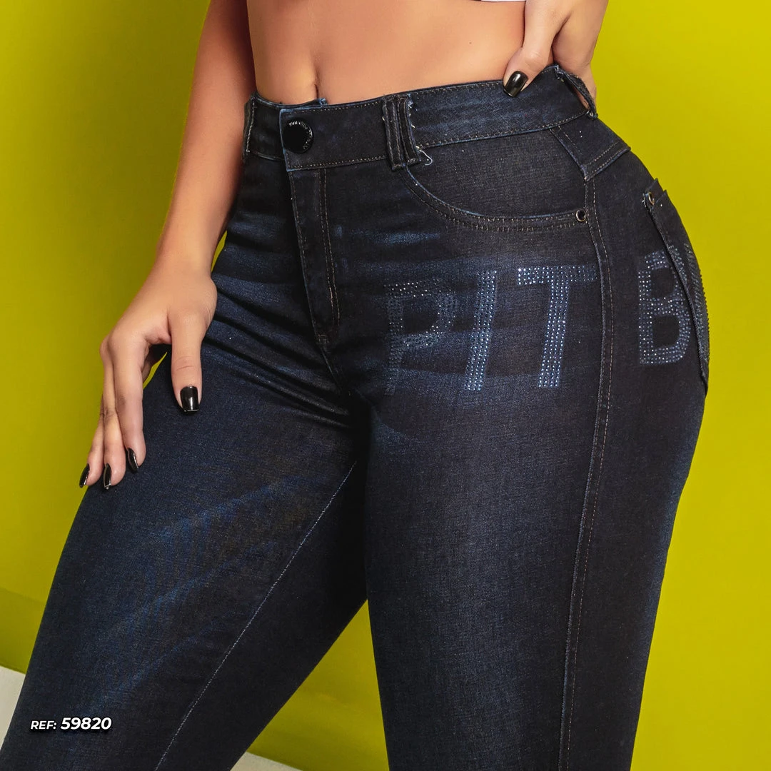 PIT BULL JEANS Women's Pants Dark Blue With Rhinestones - 59820 3 PIT BULL JEANS Women's Pants Dark Blue With Rhinestones - 59820