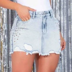PL REPRESENTAÇÃO JEANS Denim Mini Skirt With Destroyed - 59836 Women