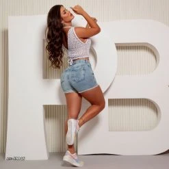 PL REPRESENTAÇÃO JEANS Women's Destroyed Shorts Light Blue - 59846 Liberty