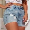 PL REPRESENTAÇÃO JEANS Women's Destroyed Shorts Light Blue - 59846 Liberty