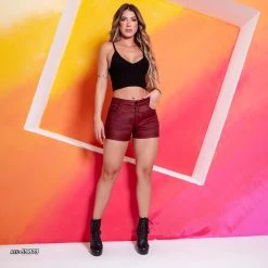 PIT BULL JEANS Women Wine Shorts Push-up Effect - 59873