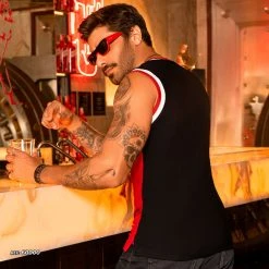 PL MALHA Men's Red Tank Top With Cutout And Exclusive Logomania - 60000