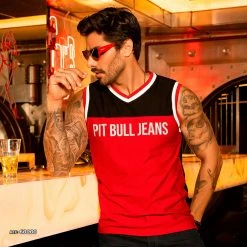 PL MALHA Men's Red Tank Top With Cutout And Exclusive Logomania - 60000