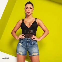 PL JEANS Loose Shorts With Destroyed - 60027