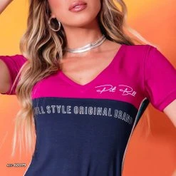 PL REPRESENTAÇÃO MALHA Baby Look Color Block With Logomania - 60079 Women