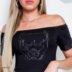 PL REPRESENTAÇÃO MALHA Cropped Shoulder To Shoulder With Logomania - 60113 Women