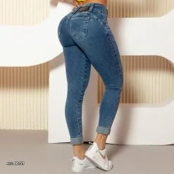 PL JEANS Women Cropped Pants With Magic Waist Effect - 60159