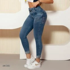 PL JEANS Women Cropped Pants With Magic Waist Effect - 60159