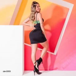 PL REPRESENTAÇÃO MALHA Women Sexy Dress With Neon Logomania - 60172