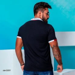 PL REPRESENTAÇÃO MALHA Men's Black Polo Shirt With Cutouts - 60177