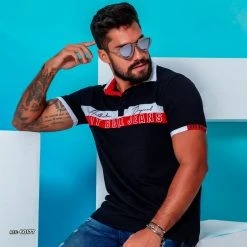 PL REPRESENTAÇÃO MALHA Men's Black Polo Shirt With Cutouts - 60177