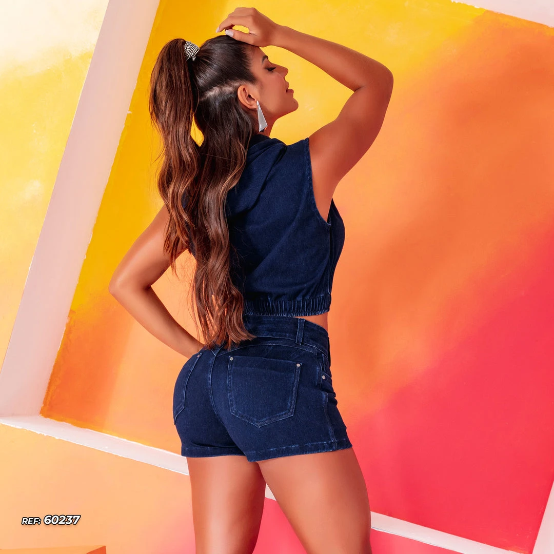 PL JEANS Women's Denim Shorts Dark Blue - 60237 5 PL JEANS Women's Denim Shorts Dark Blue - 60237