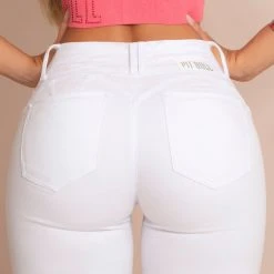 PIT BULL JEANS Liberty White Capri Pants With Destroyed - 60279