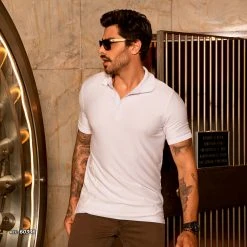 PL MALHA White Polo T-shirt Traditional With Pit Bull Print - 60336 Movement