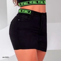 REPRESENTAÇÃO JEANS Women Black Mini Skirt With Neon Cutouts - 60534