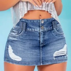 PL JEANS 60540 - Destroyed Denim Skort