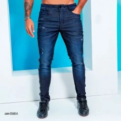 PL REPRESENTAÇÃO JEANS Men's Bicolor Pants With Destroyed - 60594