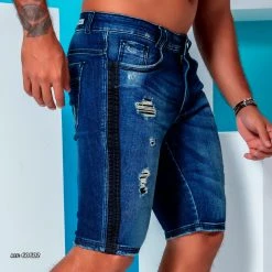 PL REPRESENTAÇÃO JEANS Men's Denim Straight Shorts With Destroyed - 60602 Liberty