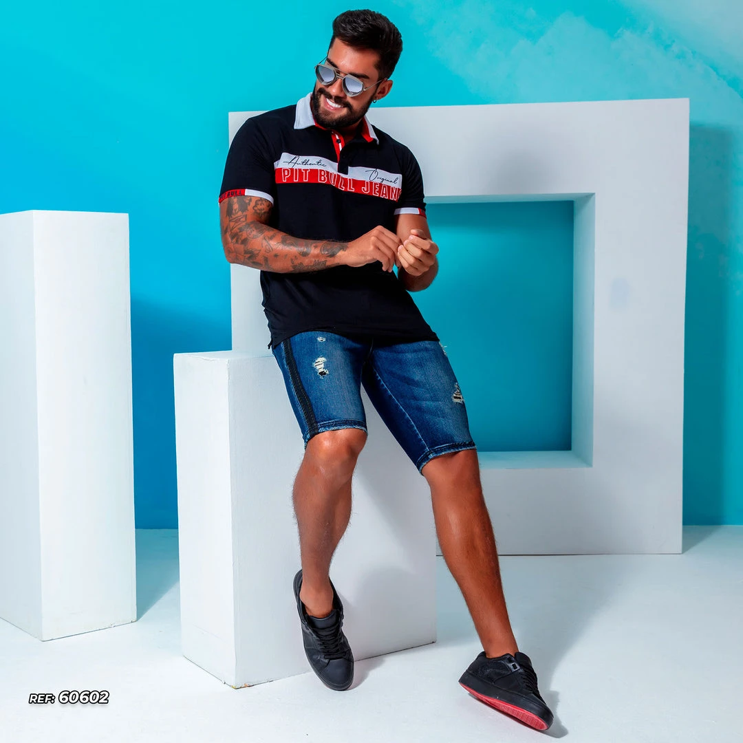 PL REPRESENTAÇÃO JEANS Men's Denim Straight Shorts With Destroyed - 60602 Liberty 9 PL REPRESENTAÇÃO JEANS Men's Denim Straight Shorts With Destroyed - 60602 Liberty