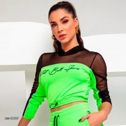 PL REPRESENTAÇÃO MALHA Neon Cropped Long Sleeve With Hood - 60607