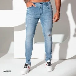 PL REPRESENTAÇÃO JEANS Men's Blue Jeans With Destroyeds - 60615