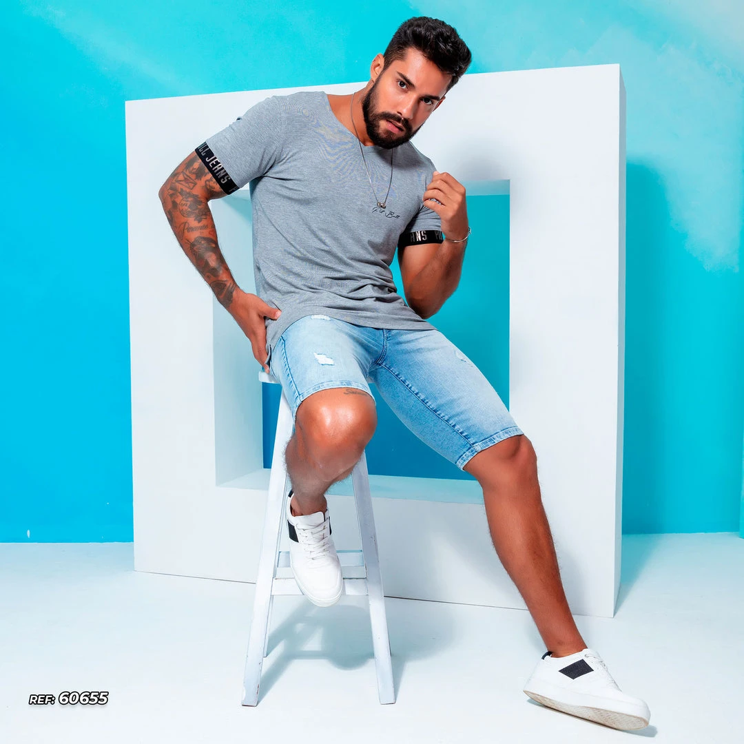 PL REPRESENTAÇÃO JEANS Liberty Men's Light Blue Denim Shorts Destroyed - 60655 8 PL REPRESENTAÇÃO JEANS Liberty Men's Light Blue Denim Shorts Destroyed - 60655