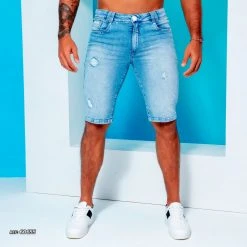 PL REPRESENTAÇÃO JEANS Liberty Men's Light Blue Denim Shorts Destroyed - 60655 10 PL REPRESENTAÇÃO JEANS Liberty Men's Light Blue Denim Shorts Destroyed - 60655
